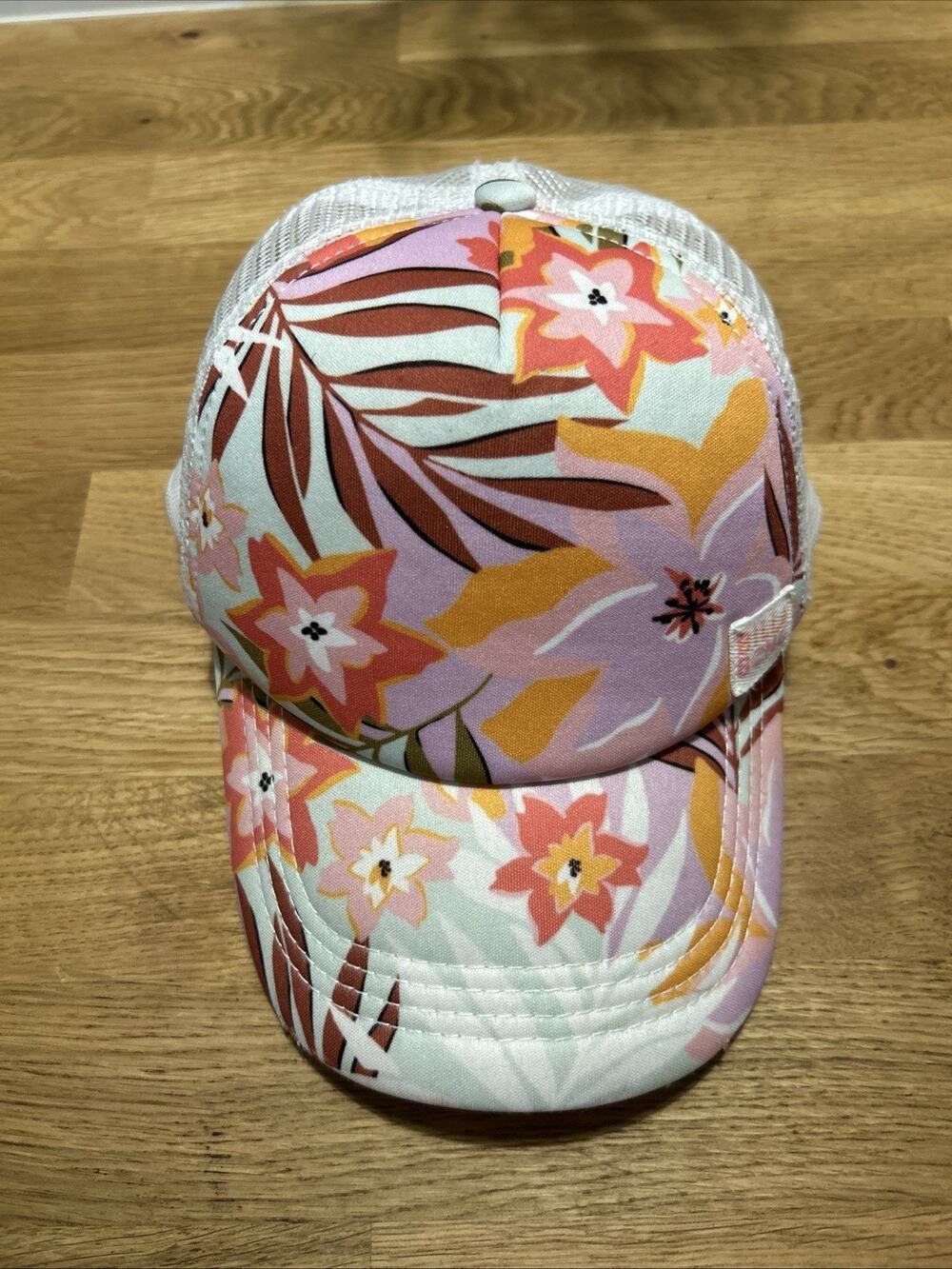 Billabong Heritage Mashup Hat White Snapback Mesh Floral Surf Beach Cap